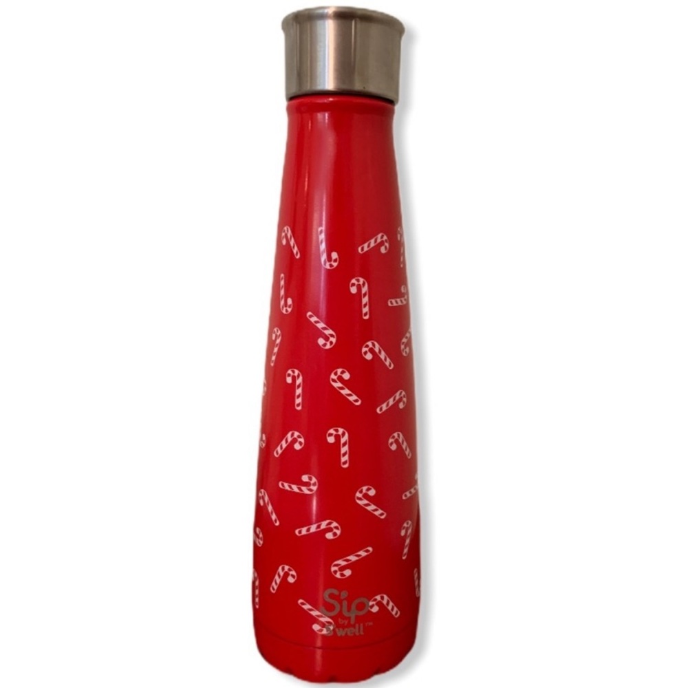 Sip by S’well Candy Cane Lane Red 15 oz Stainless Steel Hot Cold Water Bottle